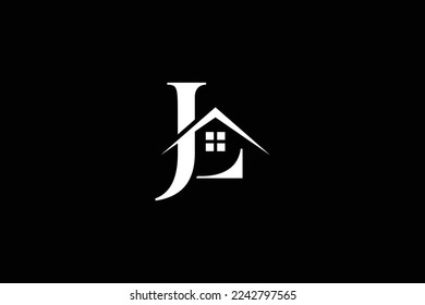 Minimal Awesome Trendy Professional Letter J L Home Logo Design Template On Black Background