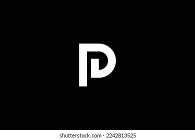 Minimal Awesome Trendy Professional Letter D P Logo Design Template On Black Background