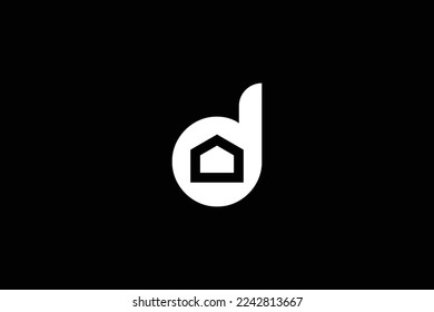 Minimal Awesome Trendy Professional Letter D Home Logo Design Template On Yellow Background