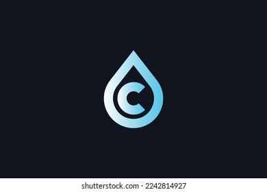 Minimal Awesome Trendy Professional Letter C Water Drop Logo Design Template On Black Background