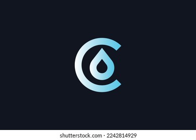 Minimal Awesome Trendy Professional Letter C Water Drop Logo Design Template On Black Background