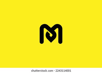 Minimal Awesome Trendy Professional Letter M Location Logo Design Template On Yellow Background