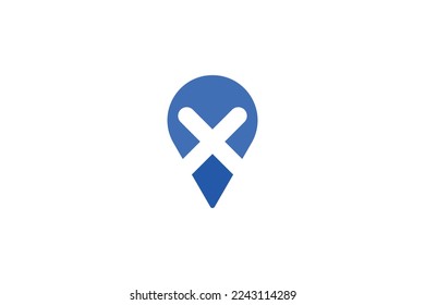 Minimal Awesome Trendy Professional Letter M X Location Logo Design Template On White Background
