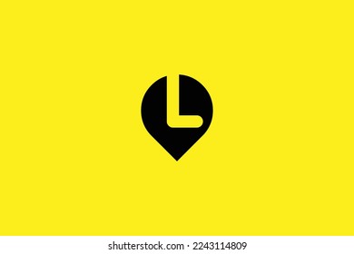 Minimal Awesome Trendy Professional Letter L Location Logo Design Template On Yellow Background