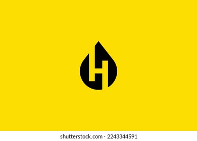 Plantilla De Diseño De Logotipo De Letra Profesional Moderna Y Minimalista H Water Drop En Fondo Amarillo