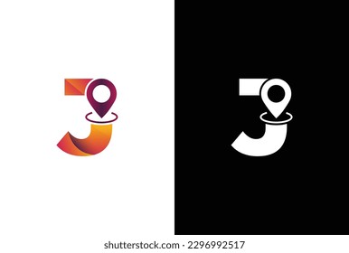 Minimal Awesome Trendy Professional Letter J Location Logo Design Template