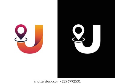 Minimal Awesome Trendy Professional Letter U Location Logo Design Template