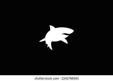 Minimal Awesome Trendy Professional Shark Logo Design Template On Black Background