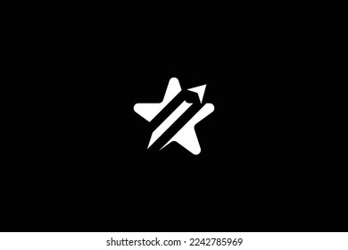 Minimal Awesome Trendy Professional Star Travel Logo Design Template On Black Background