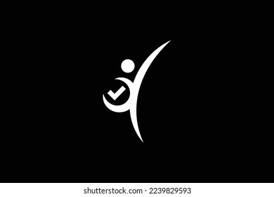 Minimal Awesome Trendy Professional Success Man Logo Design Template On Black Background
