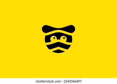 Plantilla Mínima De Diseño De Logotipo Profesional Moderno Para Gatos Tecnológicos En Fondo Amarillo