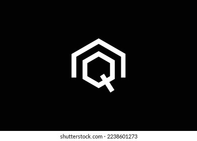 Minimal Awesome Trendy Q Home Logo Design Template On White and Red Background