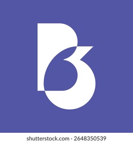 Design de logotipo de monograma de letra B ou B3 mínimo - Vetor moderno e criativo