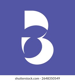 Design de logotipo de monograma de letra B ou B3 mínimo - Vetor moderno e criativo