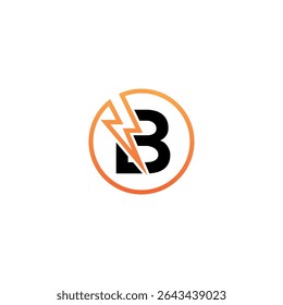 Minimal B Letter Logo with Electric Bolt, Monogram Design for Startup Identity.