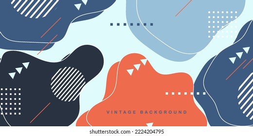 Minimaler Hintergrund abstrakte Formen in blauer orangefarbener schwarzer Farbe. Zeitgenössische Collage. Design für Flyer, Grußkarten, Verpackungen, Branding und Hochzeitseinladungen.Eps10 Vektorgrafik