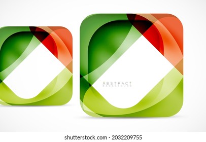 Minimal background. Abstract square shape with round corners created with wavy forms. Vector Illustration For Wallpaper, Banner, Background, Landing Page