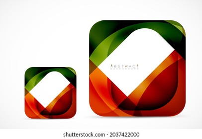 Minimal background. Abstract square shape with round corners created with wavy forms. Vector Illustration For Wallpaper, Banner, Background, Landing Page