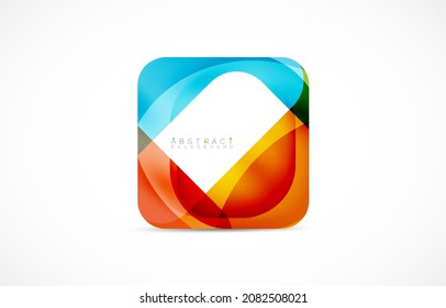 Minimal background. Abstract square shape with round corners created with wavy forms. Vector Illustration For Wallpaper, Banner, Background, Landing Page