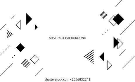 Minimal Background With Black Geometric Shapes. Technology Banner. Vector Illustration. Abstract Business Wallpaper
