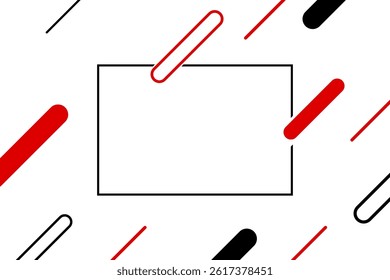 Minimal Background With Black And Red Geometric Shapes. Technology Banner. Vector Illustration. Abstract Business Wallpaper
