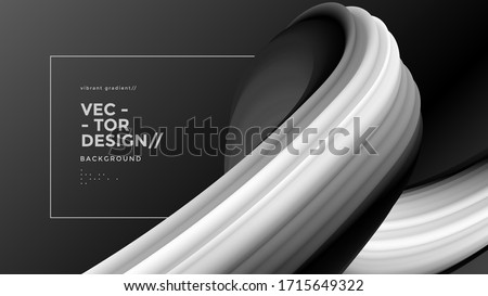 Minimal background with blak and white liquid wave. Vector futuristic composition for cover, landing page. Creative design 3d flow shape.