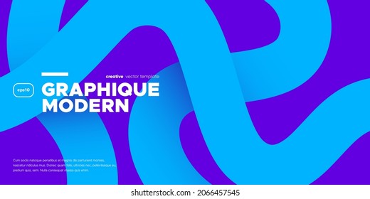 Minimal background with blue ribbons on violet background. Vector illustration.