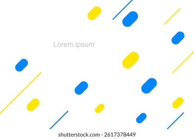 Minimal Background With Blue And Yellow Geometric Shapes. Technology Banner. Vector Illustration. Abstract Business Wallpaper