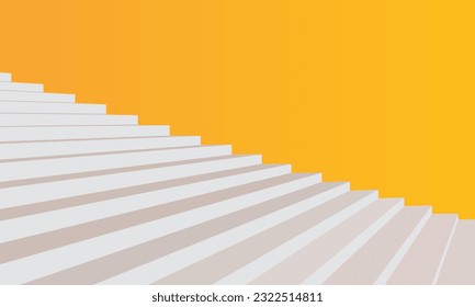 Minimal background with bright yellow wall and stairs. Vector illustration.