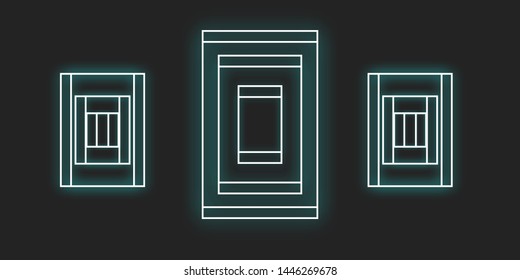 Minimal background design. Blue neon geometric frames for banners and posters 