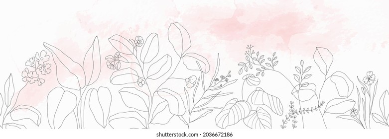 minimal background in Fall and Autumn leaf with golden metallic and watercolor texture gallery wall art vector