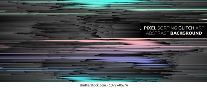 Minimal background with gradient color lines. Geometric trendy design. Pixel sorting glitch style. Eps10 vector illustration