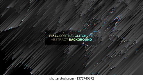 Minimal background with gradient color lines. Geometric trendy design. Pixel sorting glitch style. Eps10 vector illustration