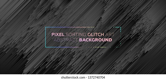 Minimal background with gradient color lines. Geometric trendy design. Pixel sorting glitch style. Eps10 vector illustration