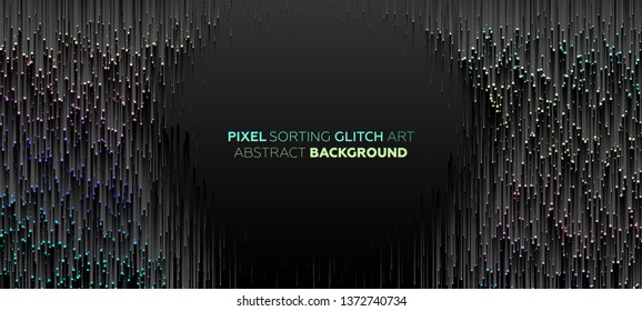 Minimal background with gradient color lines. Geometric trendy design. Pixel sorting glitch style. Eps10 vector illustration