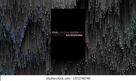 Minimal background with gradient color lines. Geometric trendy design. Pixel sorting glitch style. Eps10 vector illustration