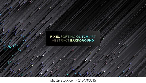 Minimal background with gradient color lines. Geometric trendy design. Pixel sorting glitch style. Eps10 vector illustration