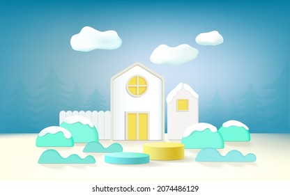 Minimaler Hintergrund mit Podium für die Produktdarstellung. 3D-Darstellung.