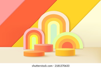 Minimal background mock up with podium for product display. 3d rendering.