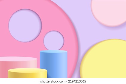 Minimal background mock up with podium for product display. 3d rendering.