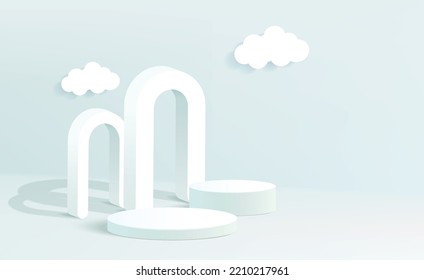 Minimal background mock up with podium for product display. 3d rendering.