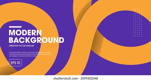 Minimal background with orange ribbon on violet background. Vector illustration.
