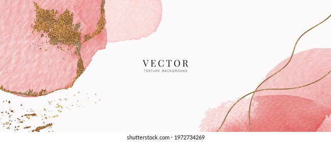 Minimal Background In Pink Water Color And Golden Texture 