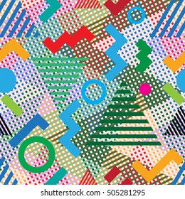 minimal background. Seamless pattern 80's - 90's years memphis design . vector illustration .