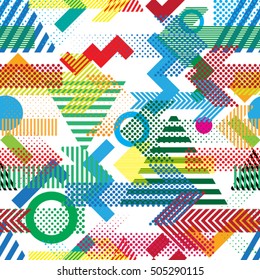 minimal background. Seamless pattern 80's - 90's years memphis design . vector illustration .