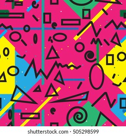 minimal background. Seamless pattern 80's - 90's years memphis design . vector illustration .