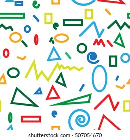 minimal background. Seamless pattern 80's - 90's years memphis design