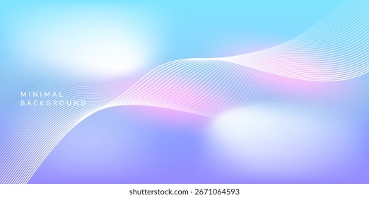 Ein minimaler Hintergrund in sanften Blau-, Lila- und Rosa-Tönen zeichnet sich durch wellenförmige Linien aus, die sich durch das Bild wölben, zusammen mit sanften Lichtblasen, um eine ruhige und moderne Dimension zu schaffen.