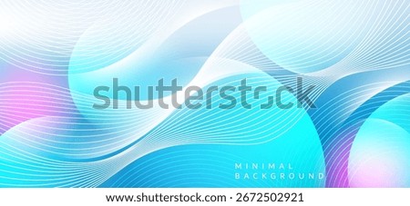 A minimal background with a soft blue-white tone creates a clean and comfortable feeling. Elegant wavy lines flow throughout the image, along with dimension from the color gradient.
