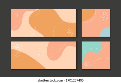 minimal background style with copy space for text, flowers and leaves - wedding invitation backgrounds and frames, social media stories wallpapers